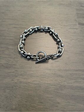 Vintage / Biker / Goth Sterling Silver 925 Chunky Ball Link Toggle Bracelet 47g